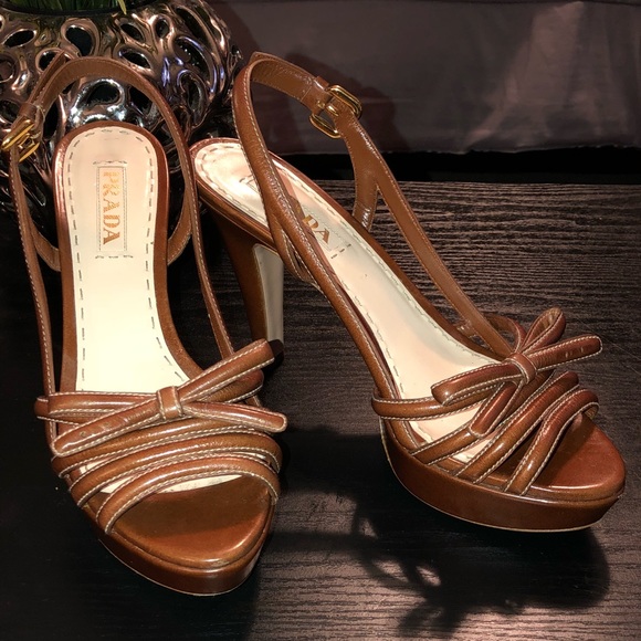 Prada Shoes - Prada bow slingback platform Sandals